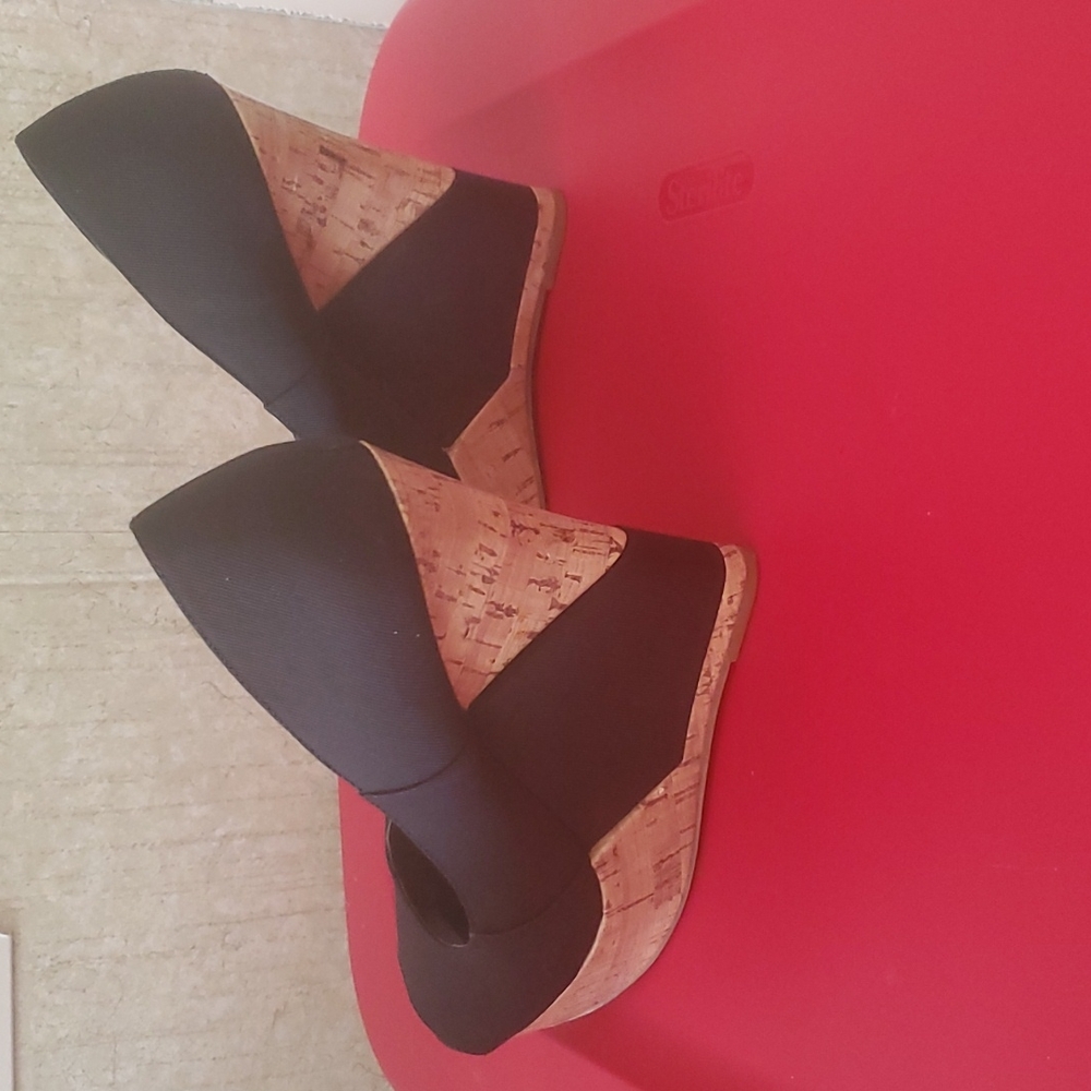 Massimo Black Peep Toe Wedge
